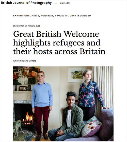 Aubrey Wade’s Great British Welcome exhibition for UNHCR featured in the BJP